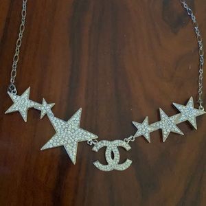 CHANEL vintage choker w rhinestone CC and stars